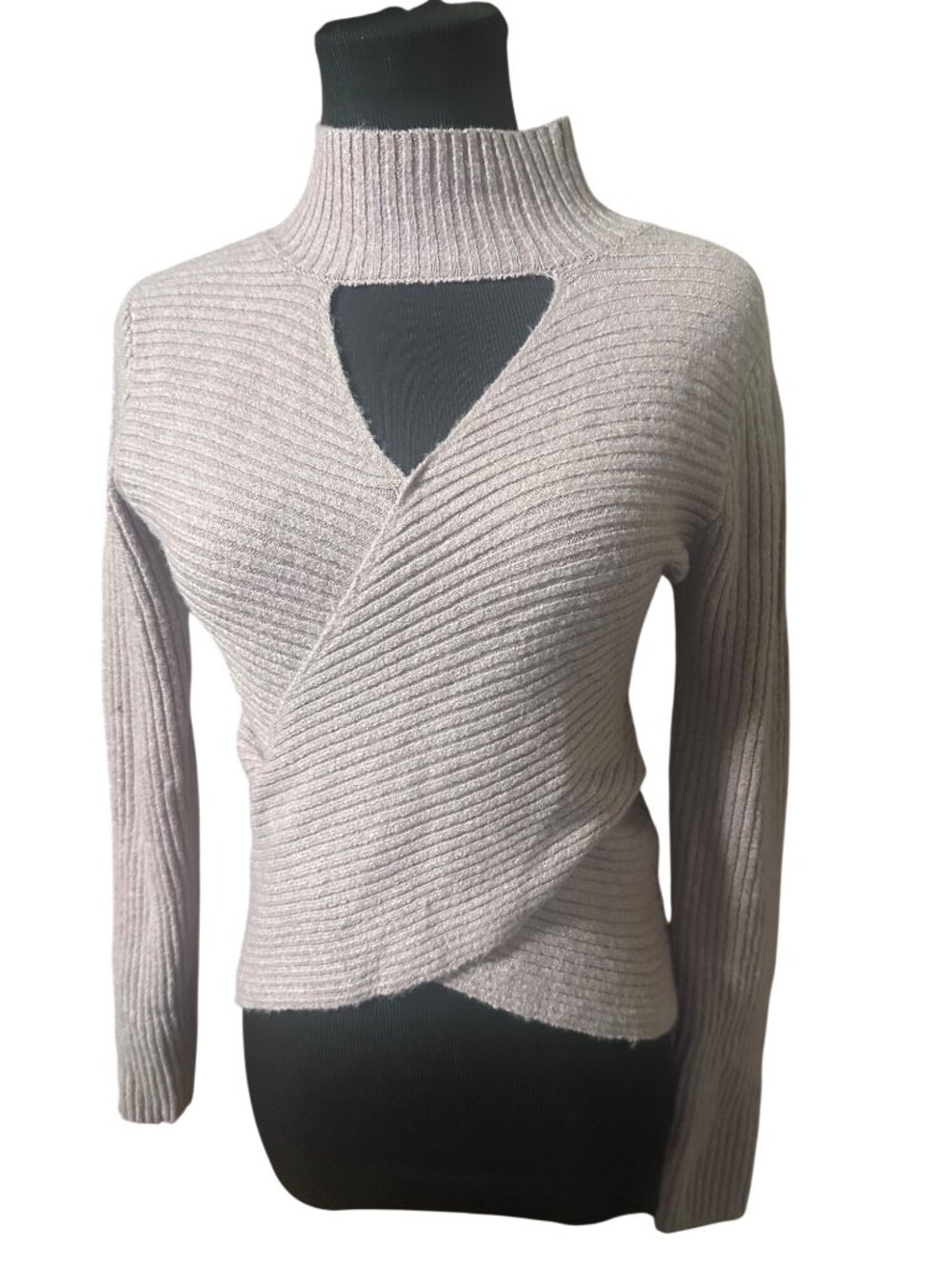 Pink Rose new with tags pink crossover keyhole bodice mock-neck sweater size S